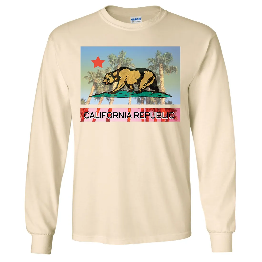 California Republic Palm Tree Bear Long Sleeve Shirt