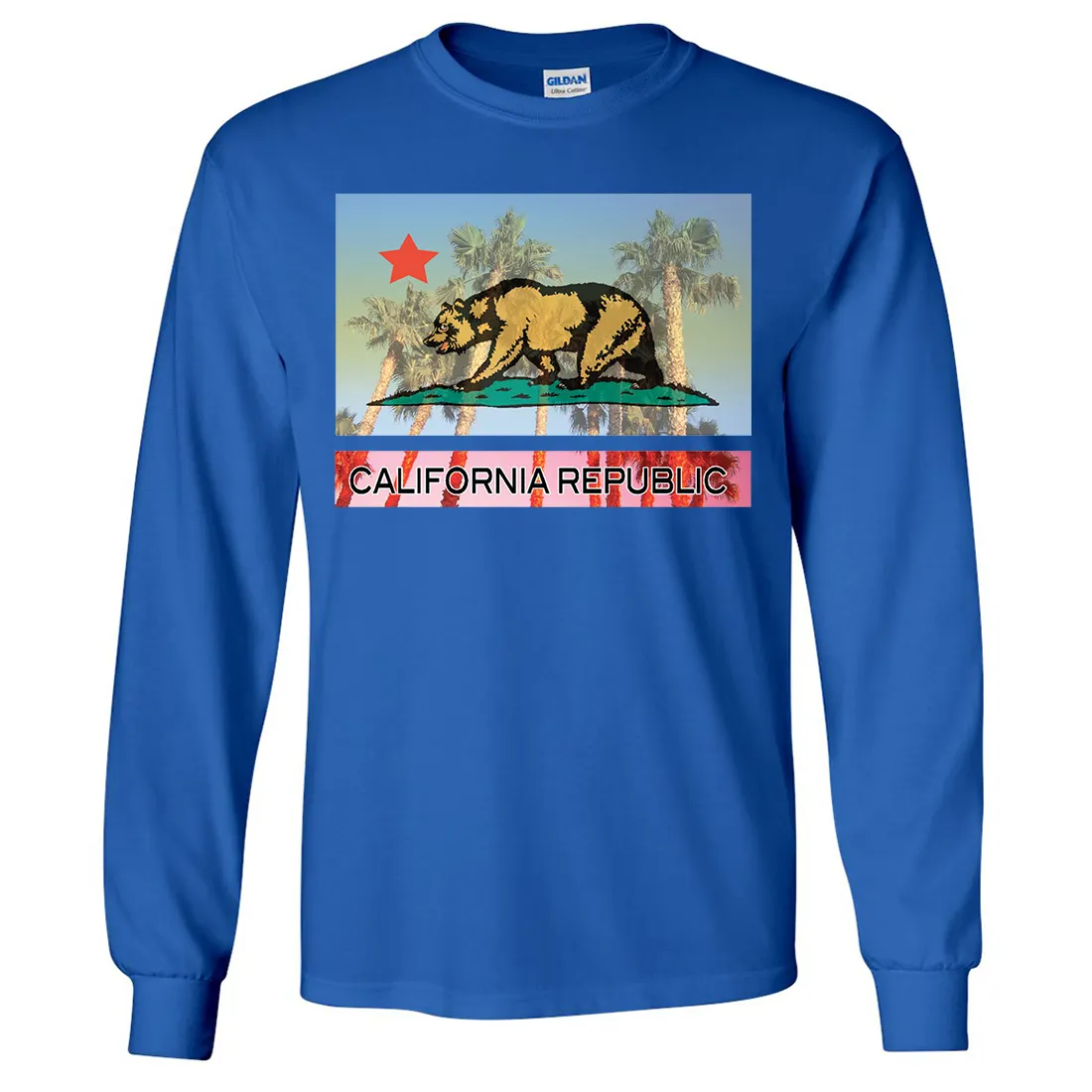 California Republic Palm Tree Bear Long Sleeve Shirt