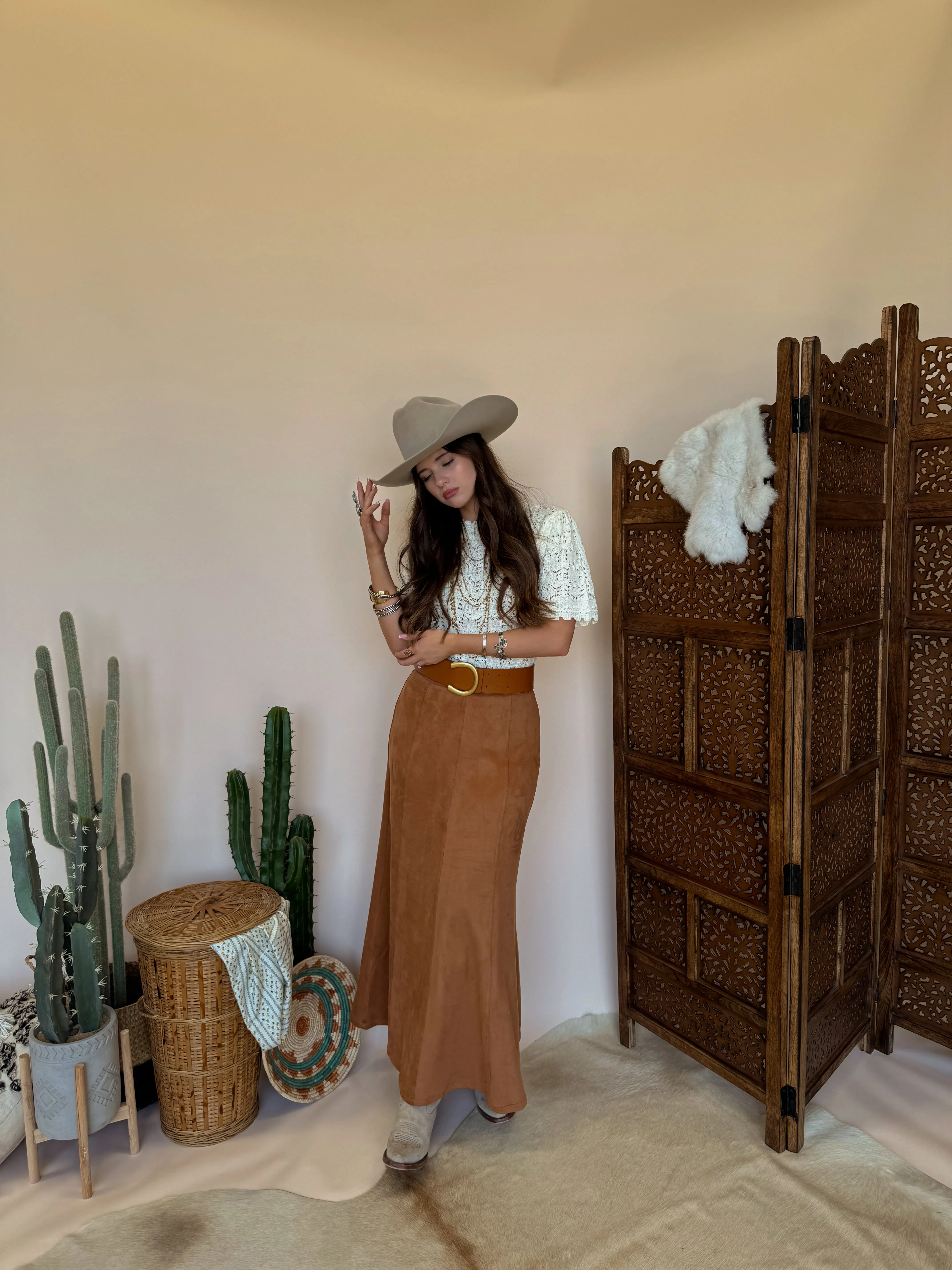 Camel Maxi Skirt