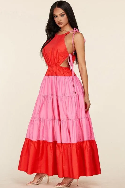 CANDY PINK RED MAXI DRESS