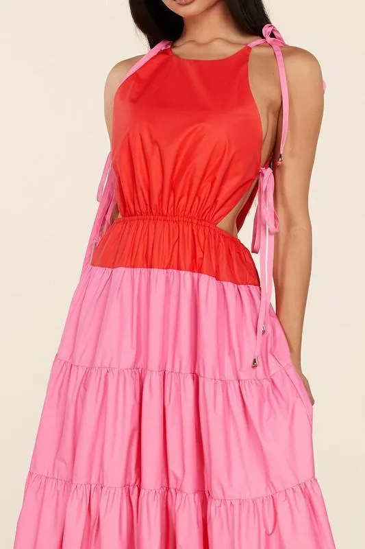 CANDY PINK RED MAXI DRESS