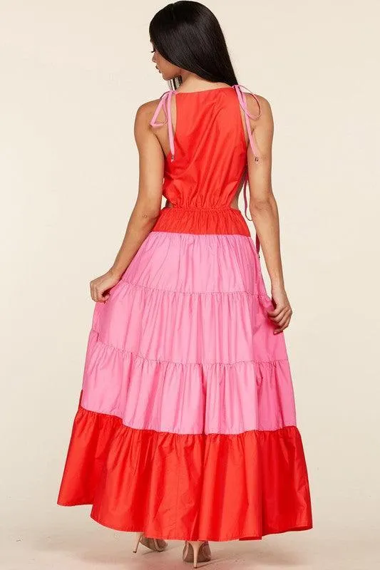CANDY PINK RED MAXI DRESS