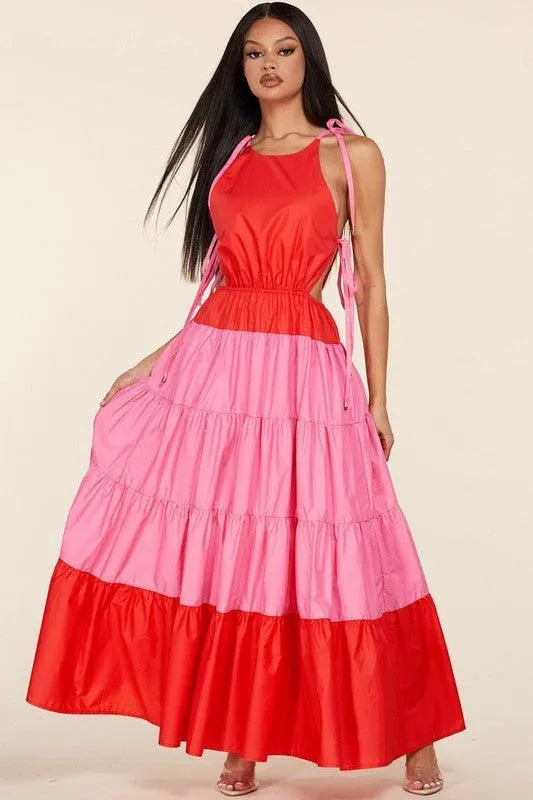 CANDY PINK RED MAXI DRESS