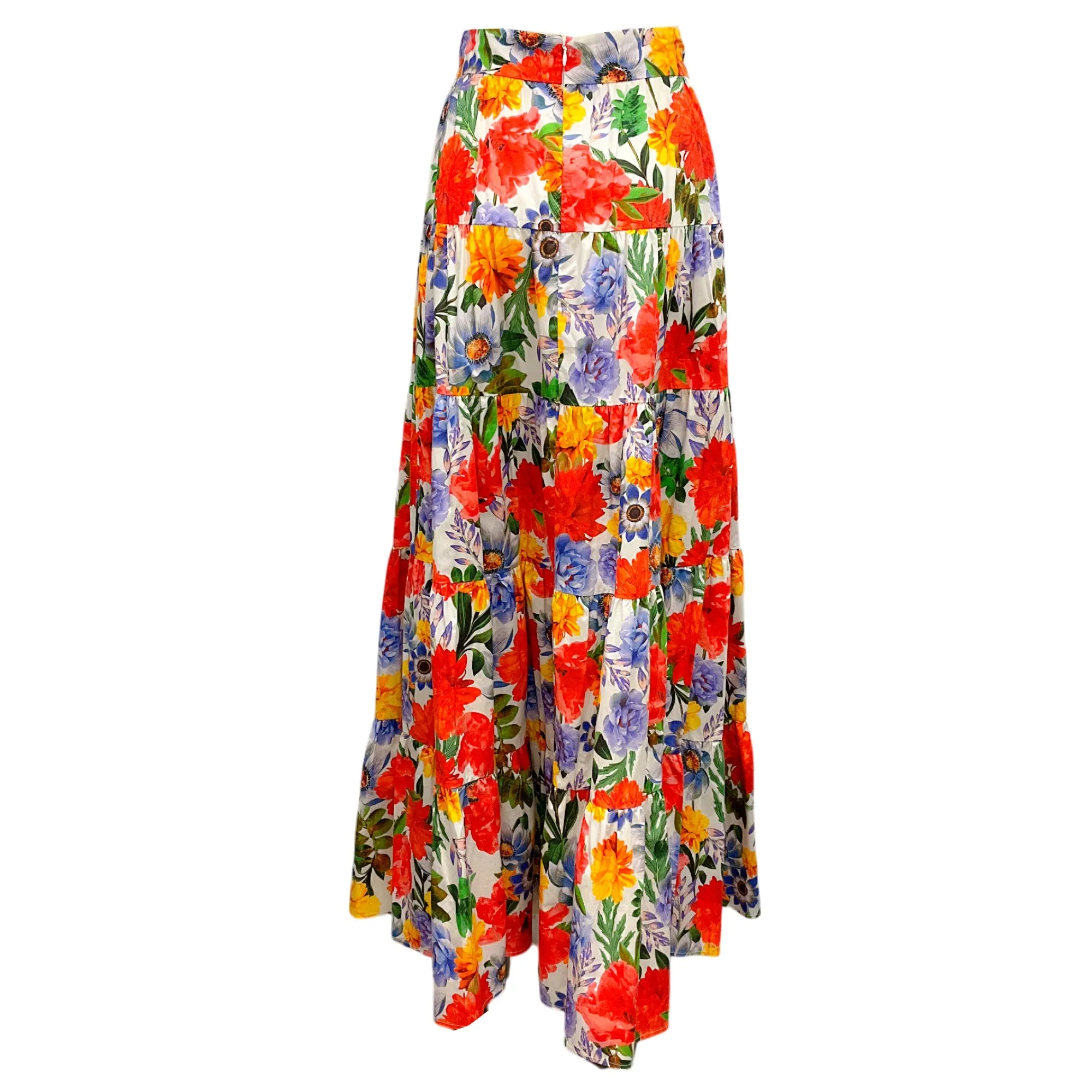 Cara Cara Red Multi Egret Blossoms Nathali Floral Maxi Skirt