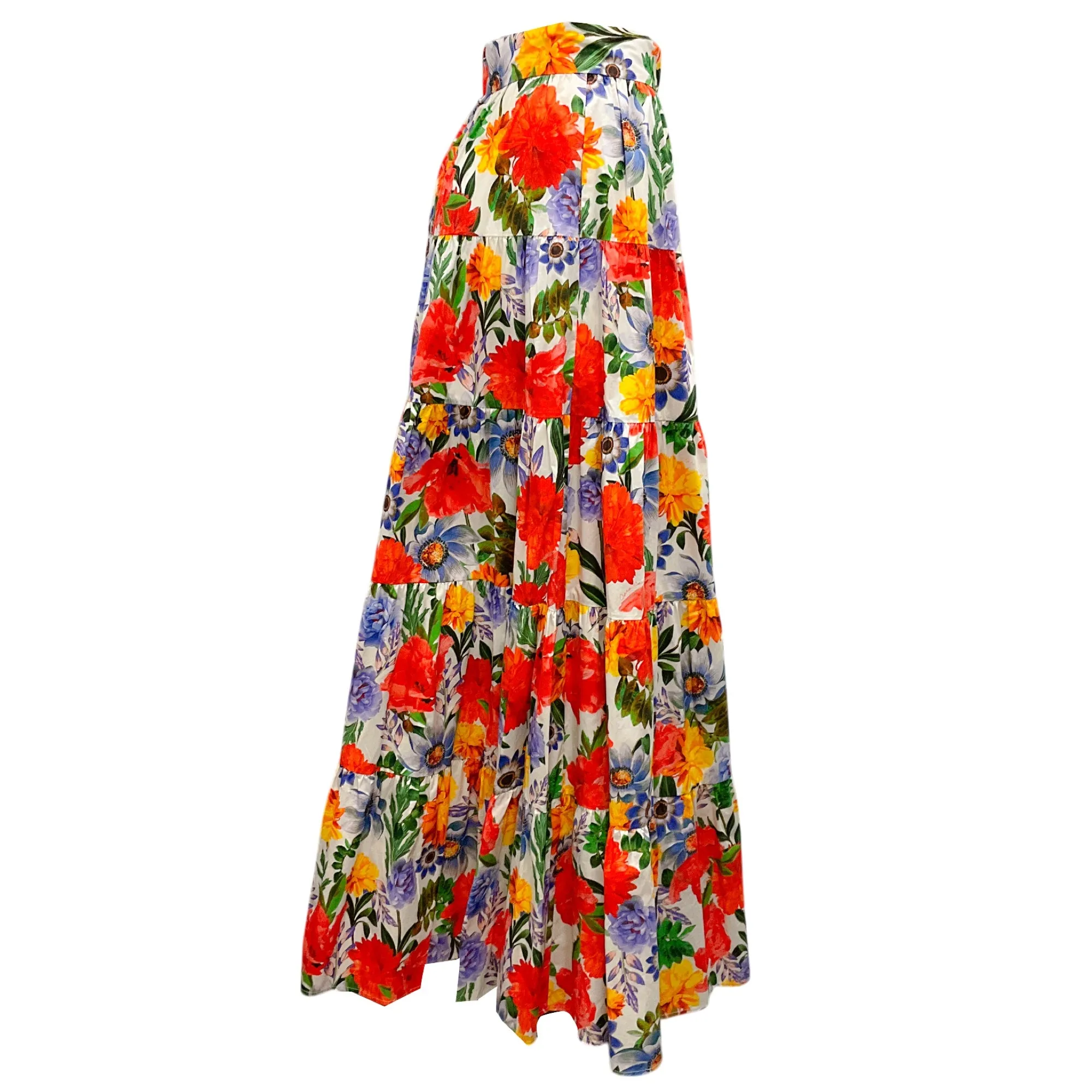 Cara Cara Red Multi Egret Blossoms Nathali Floral Maxi Skirt