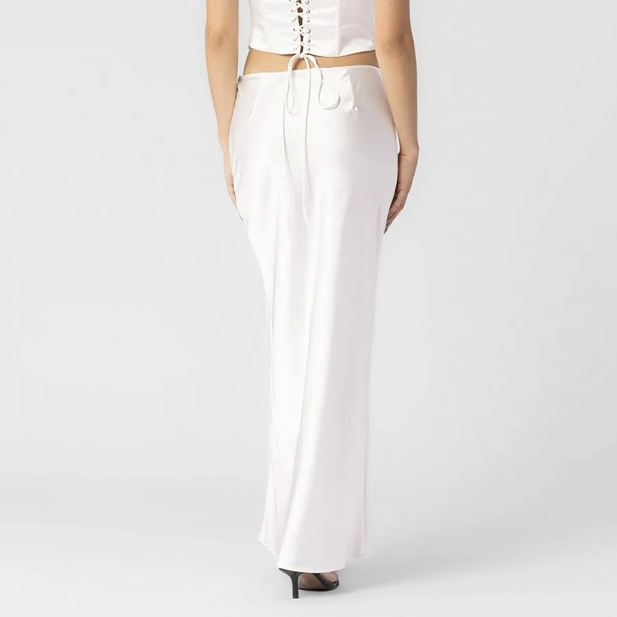 Carmela White Satin Skirt