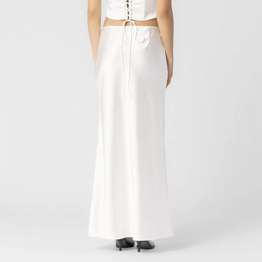 Carmela White Satin Skirt