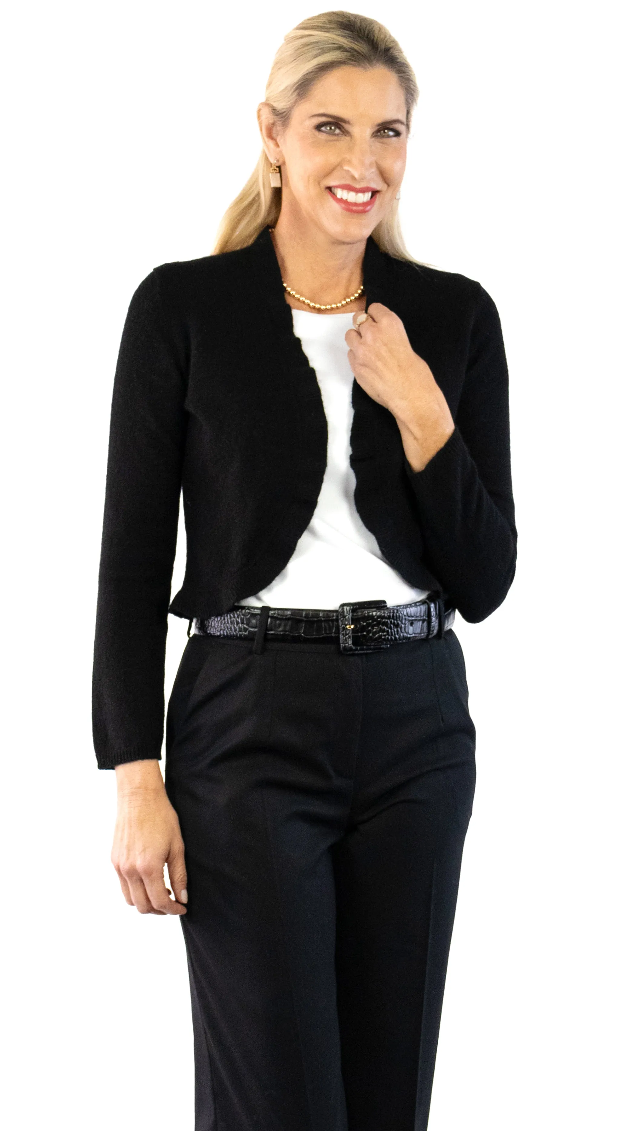 Cashmere Divine Ruffle Edge Bolero - Ebony