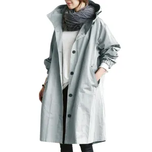 Cecellia | Women Button Down Rain Jacket | Long