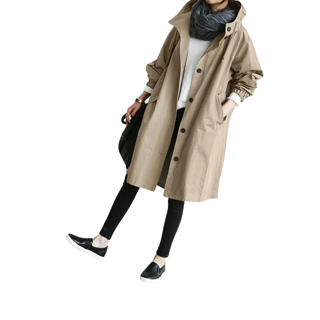 Cecellia | Women Button Down Rain Jacket | Long