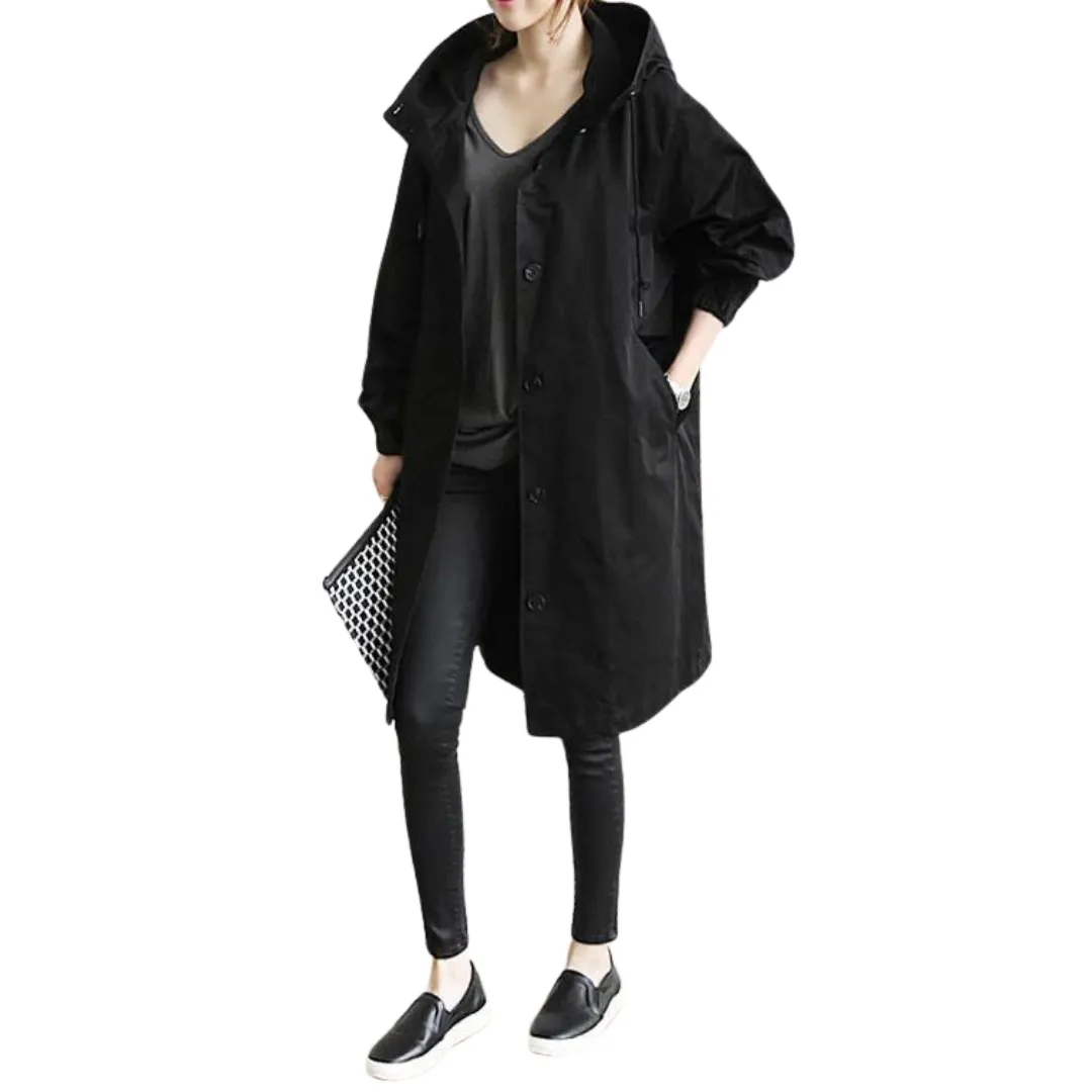 Cecellia | Women Button Down Rain Jacket | Long
