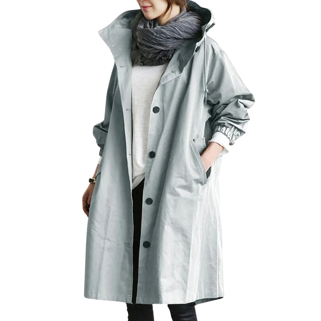 Cecellia | Women Button Down Rain Jacket | Long