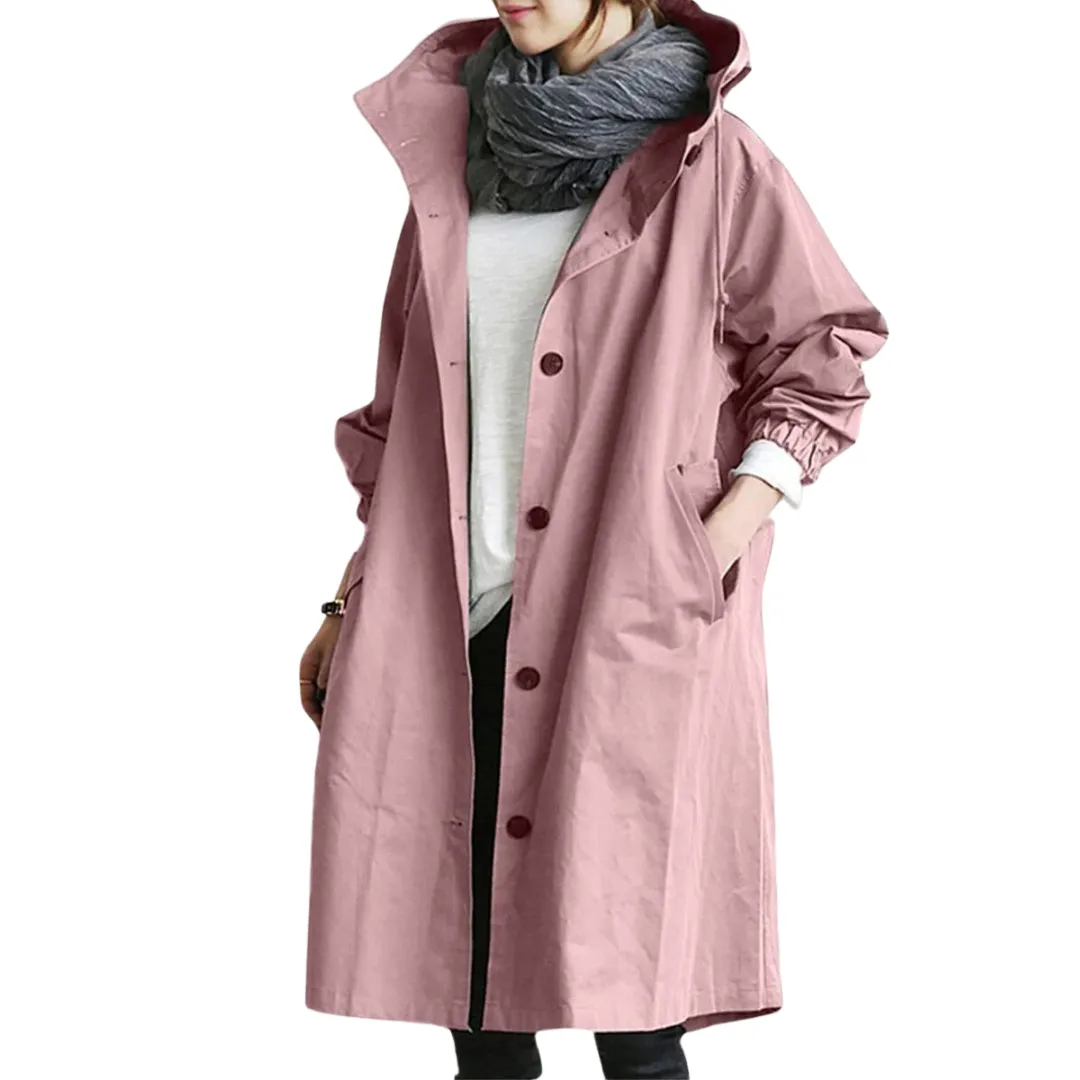 Cecellia | Women Button Down Rain Jacket | Long