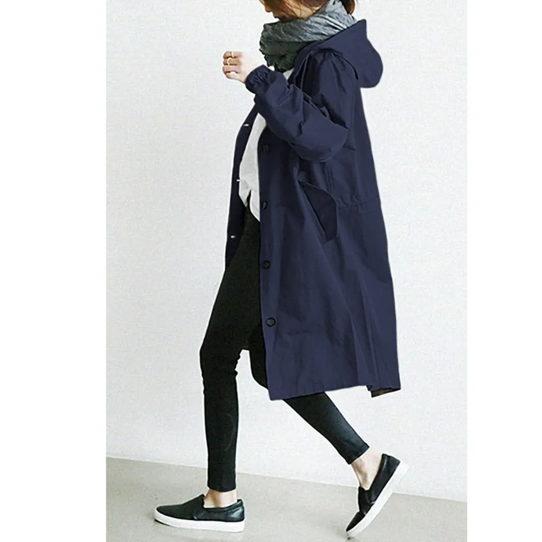 Cecellia | Women Button Down Rain Jacket | Long