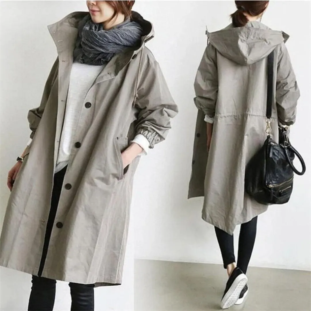 Cecellia | Women Button Down Rain Jacket | Long