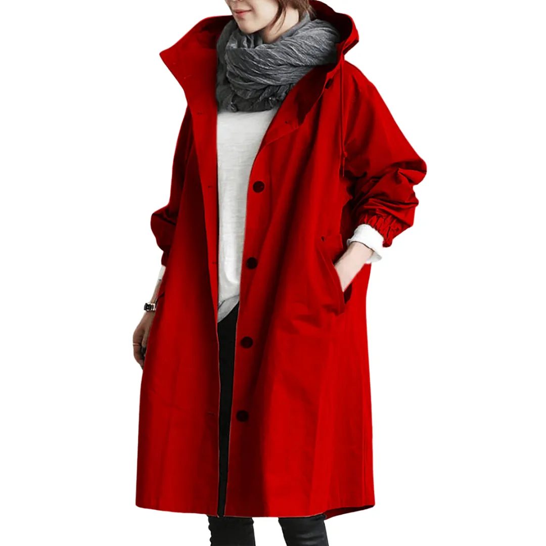 Cecellia | Women Button Down Rain Jacket | Long