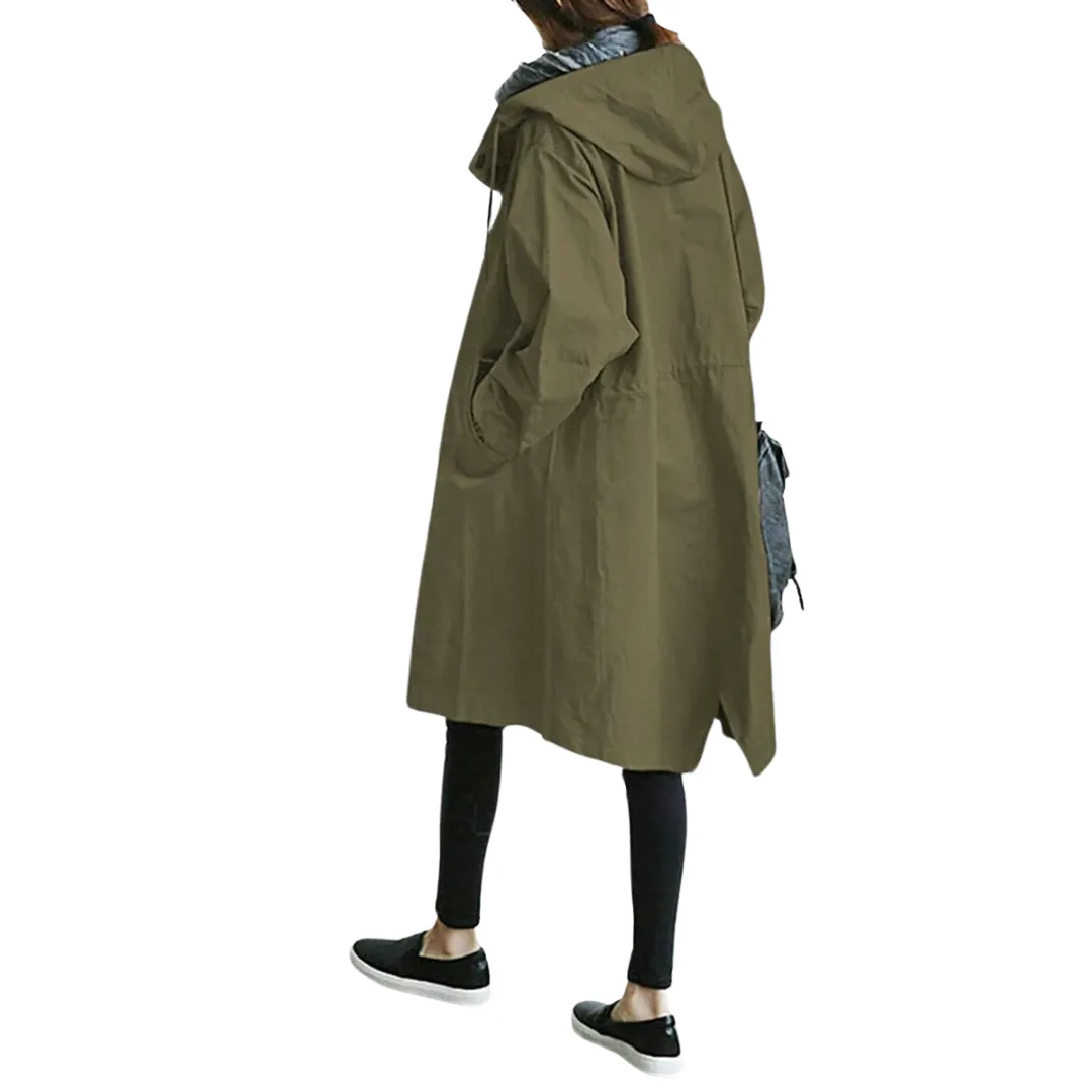Cecellia | Women Button Down Rain Jacket | Long