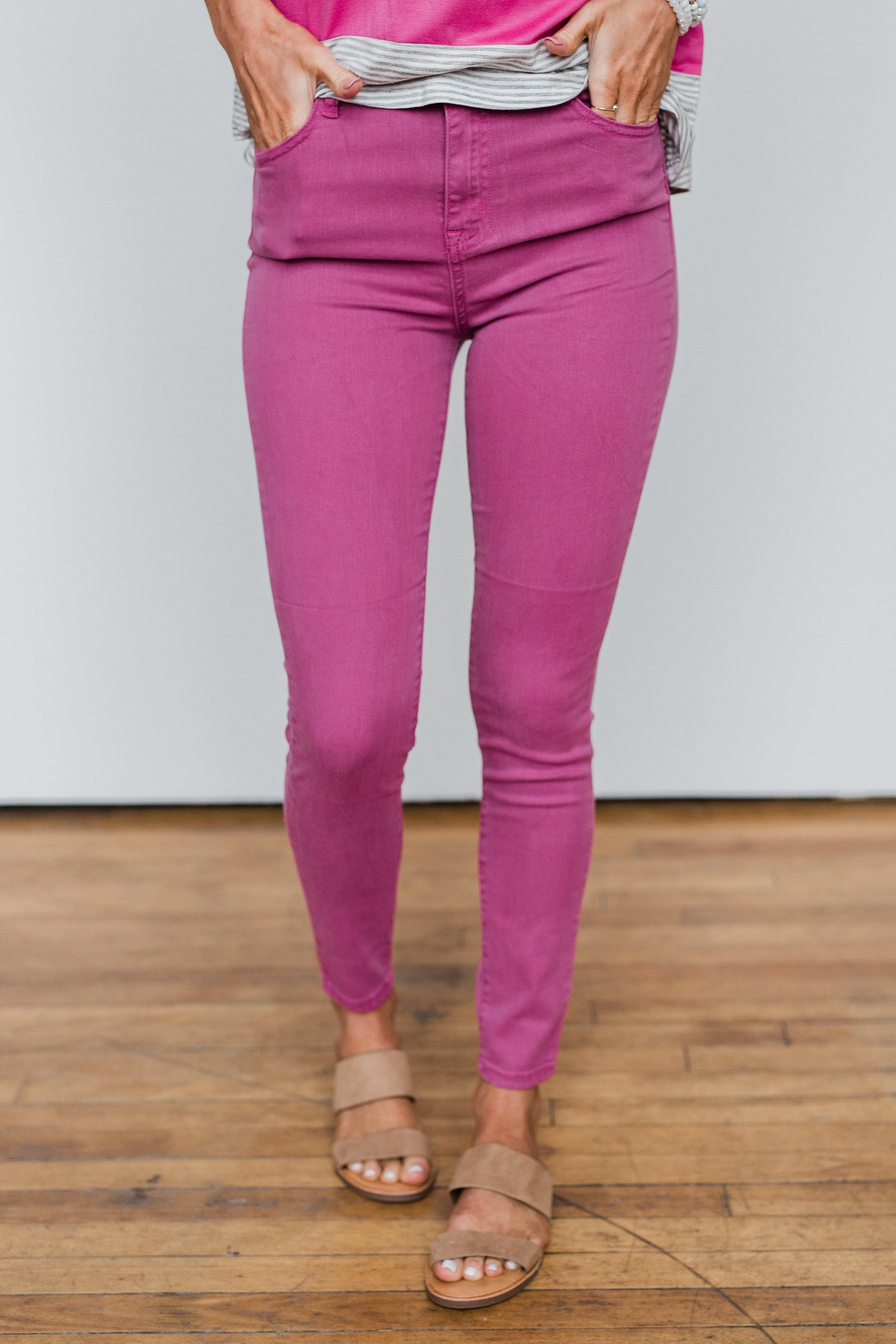 Cello Colored Skinny Jeans- Deep Fuchsia