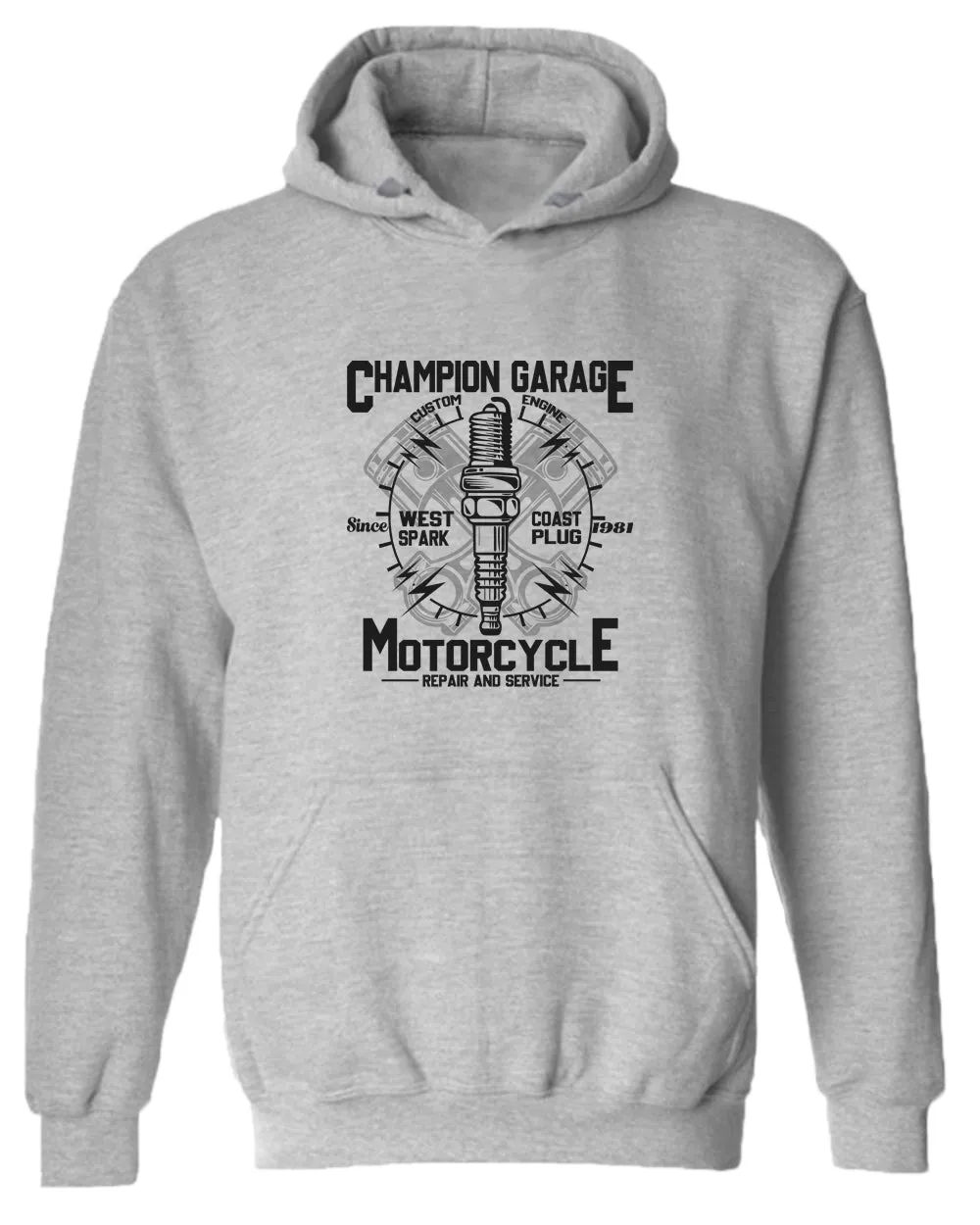 Champion garage motorcycle repair service hoodie