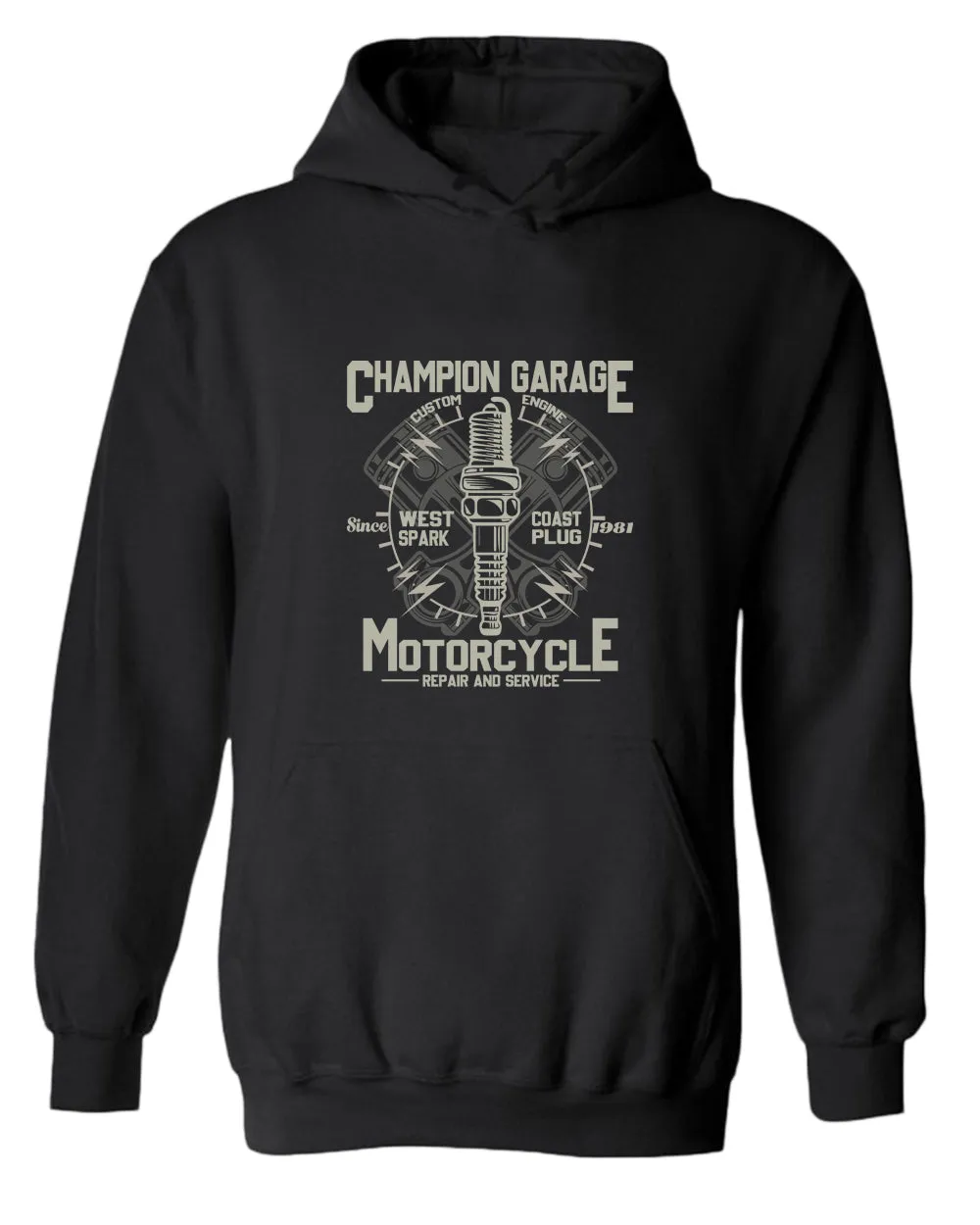 Champion garage motorcycle repair service hoodie
