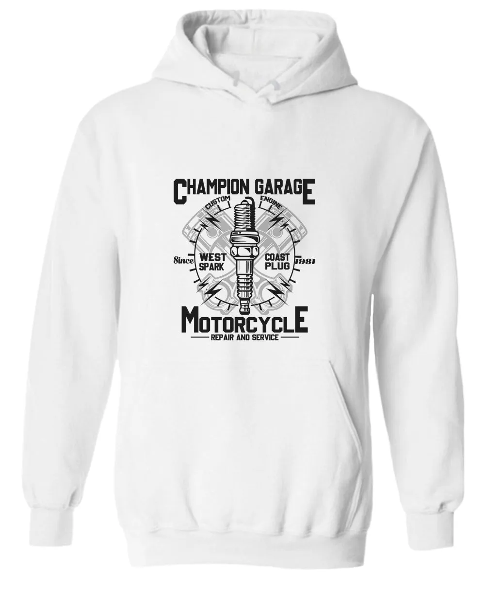Champion garage motorcycle repair service hoodie
