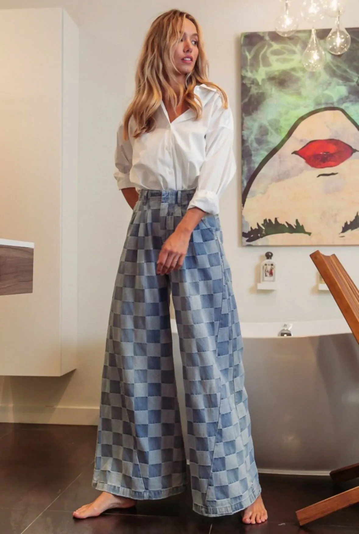 CHECKERED DENIM