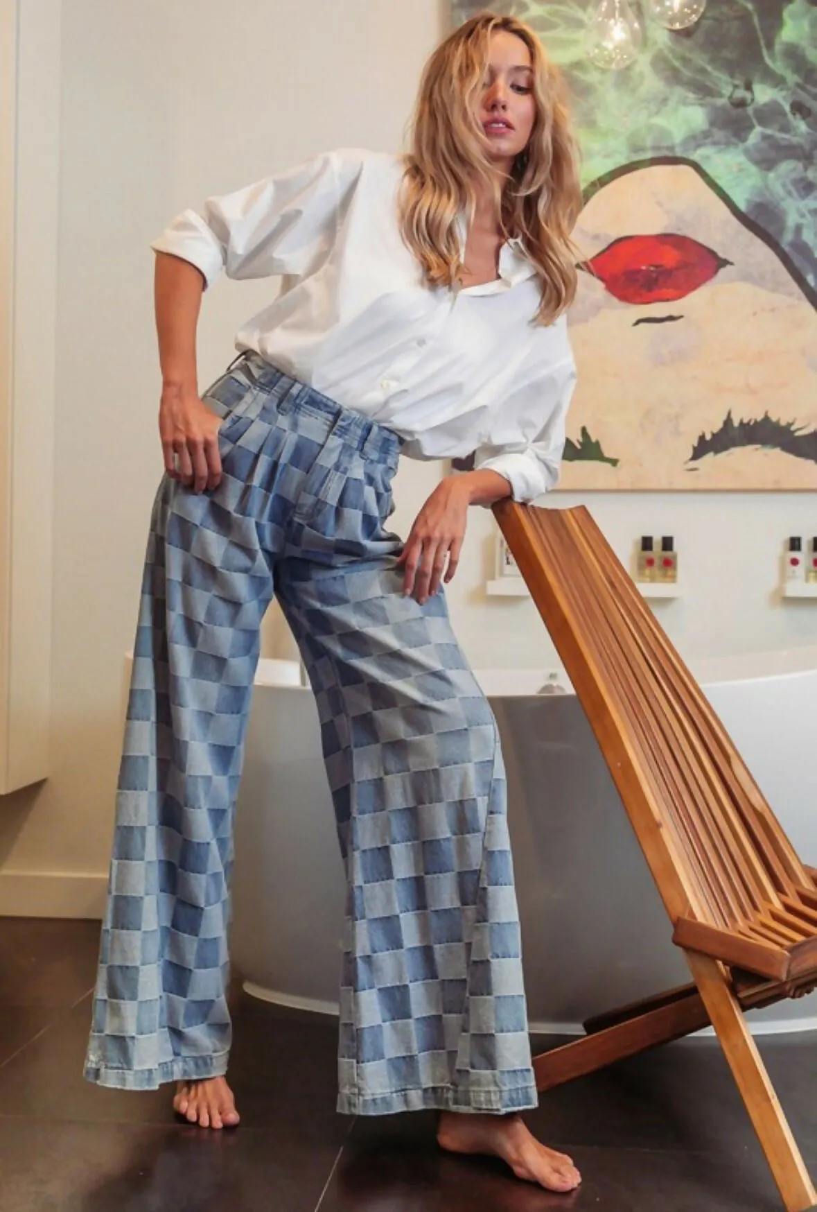 CHECKERED DENIM