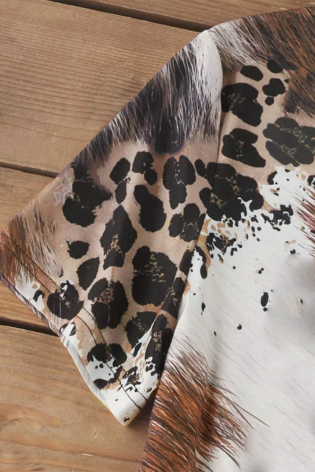 Chestnut Western Leopard Bleached Print Crewneck T Shirt