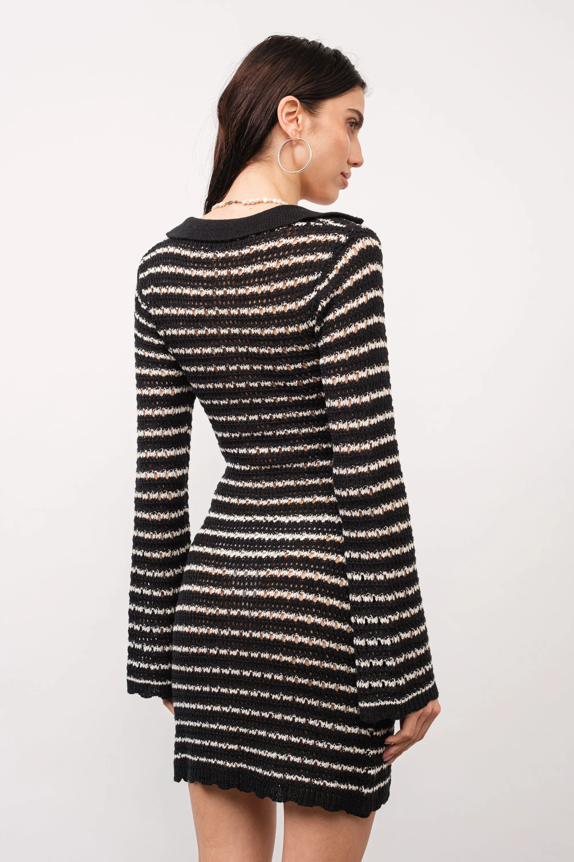 Chloe Striped Crochet Mini Dress