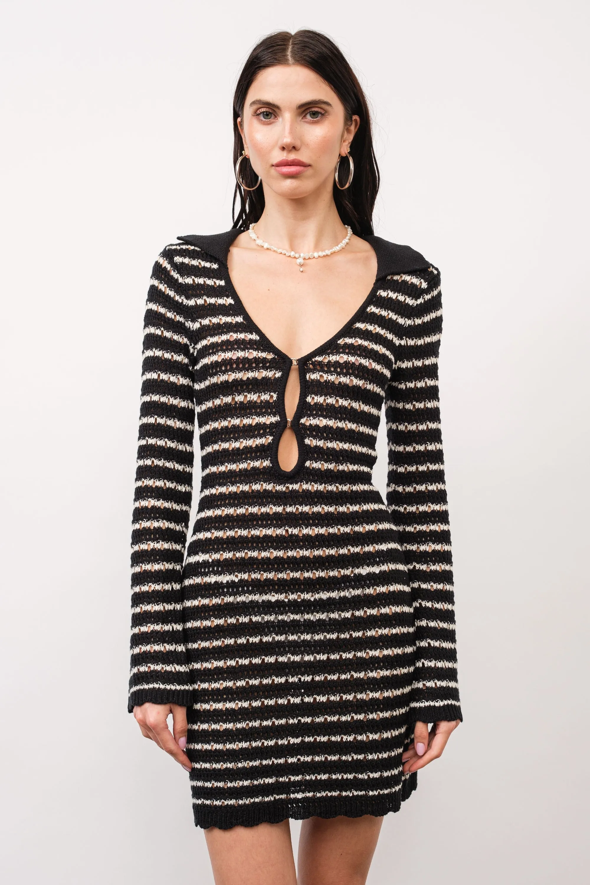 Chloe Striped Crochet Mini Dress