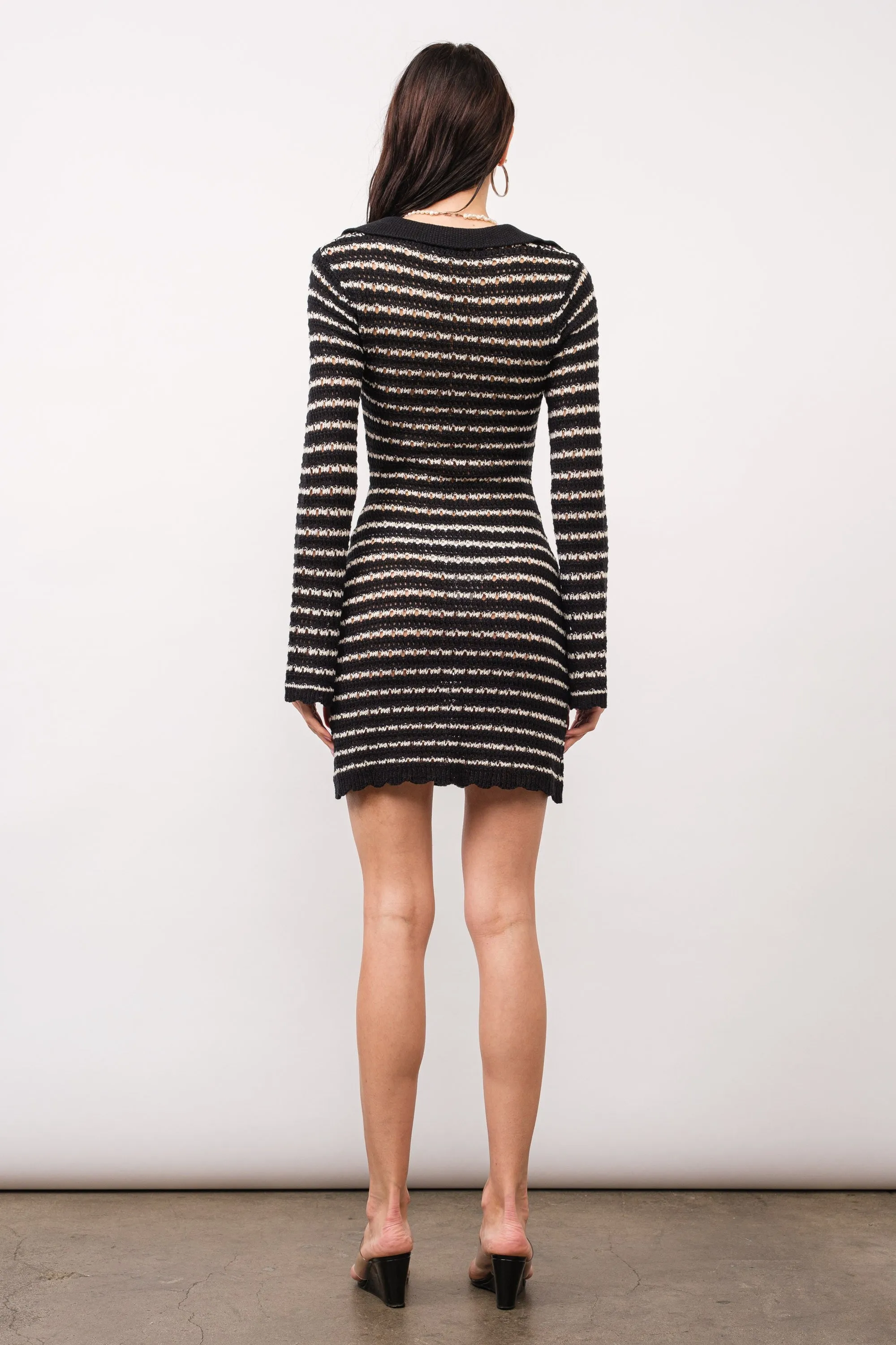 Chloe Striped Crochet Mini Dress