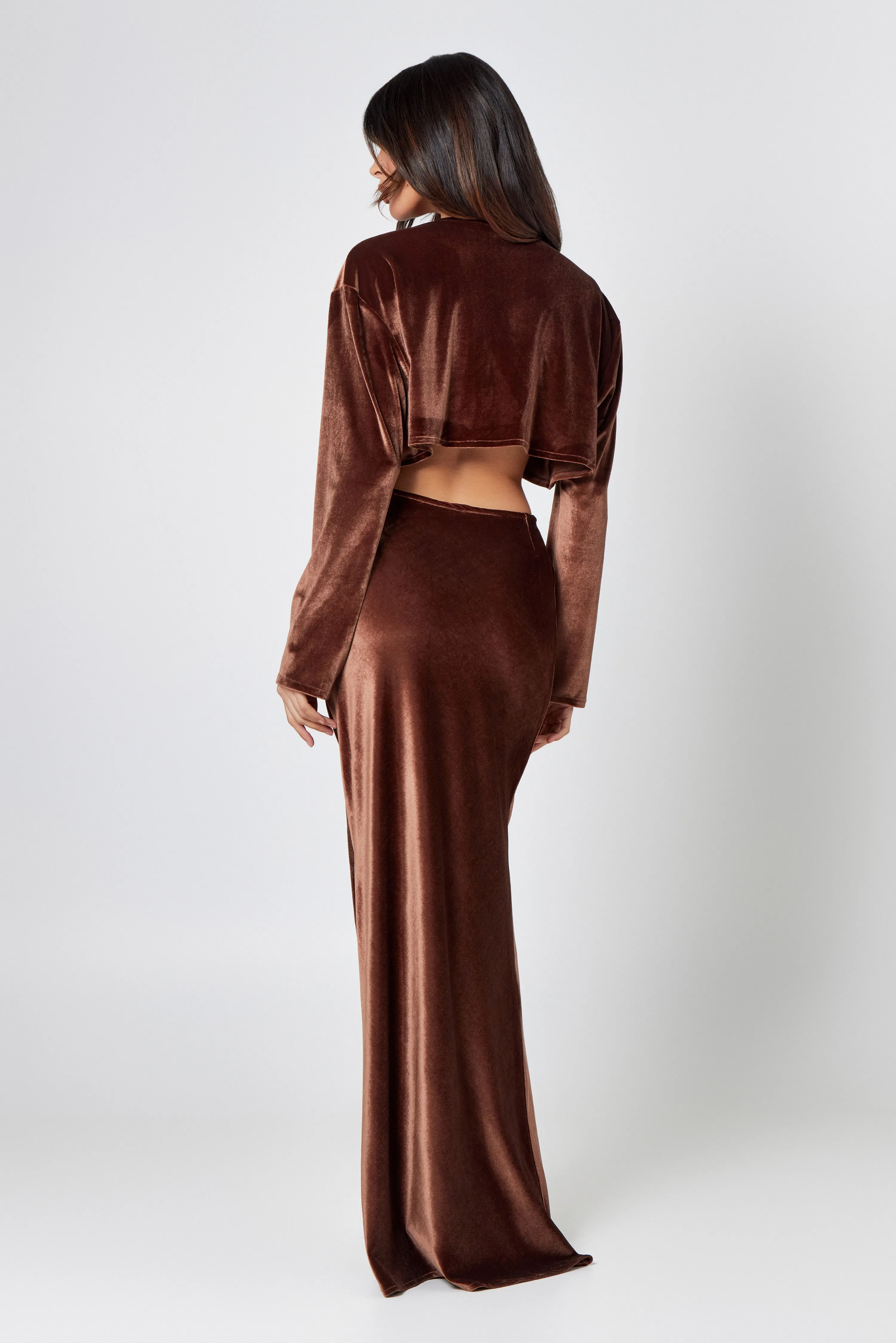 Chocolate Velvet Maxi Skirt