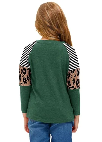 Christmas Long Sleeve Shirt (Girls, Xmas Snowflakes, Green, Raglan Tunic Top, 8 Years)