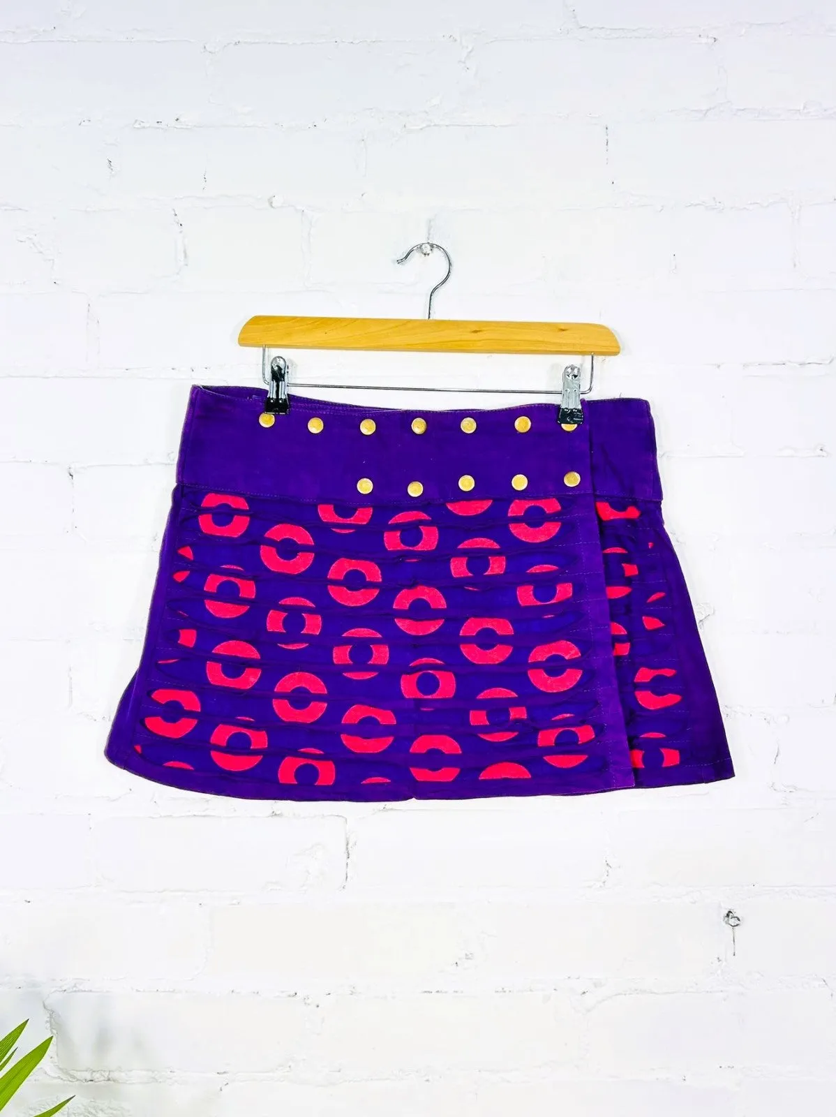 Circle Print Mini Popper Skirt