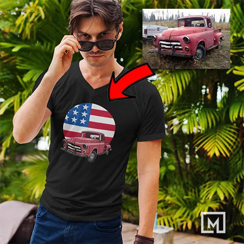 Classic Cars | Custom Print for Unisex | V-Neck T-shirt