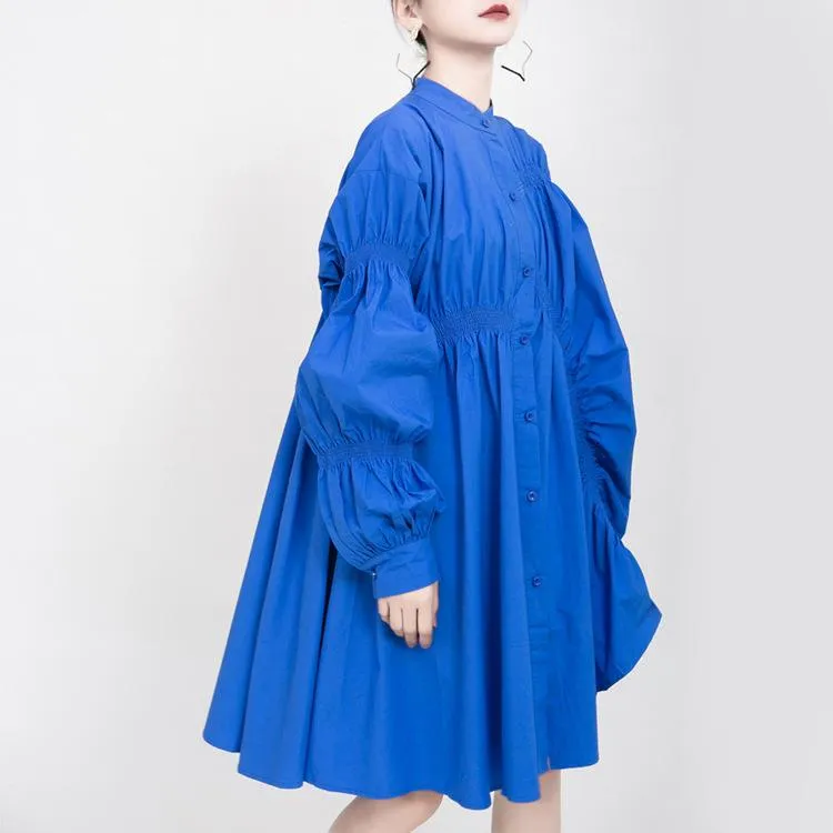 Classy Pleated Women Fall Shirt Dresses
