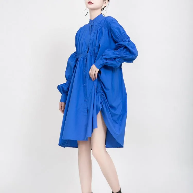 Classy Pleated Women Fall Shirt Dresses