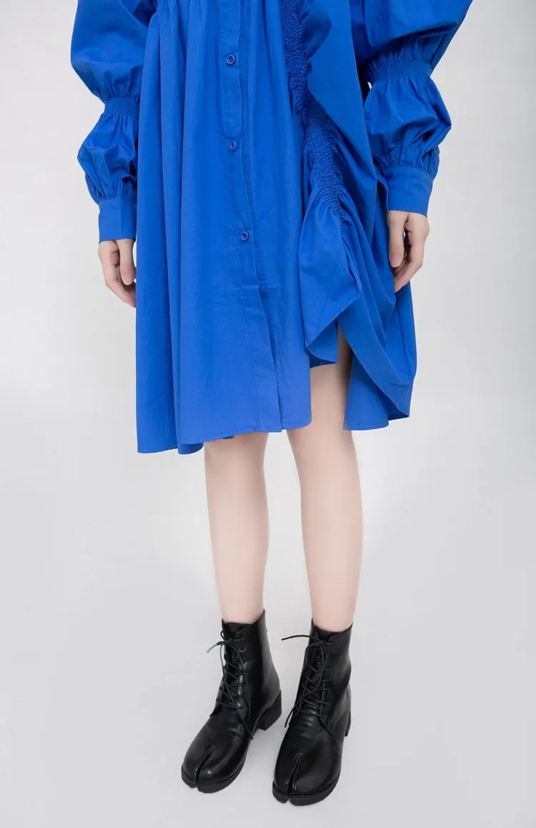 Classy Pleated Women Fall Shirt Dresses