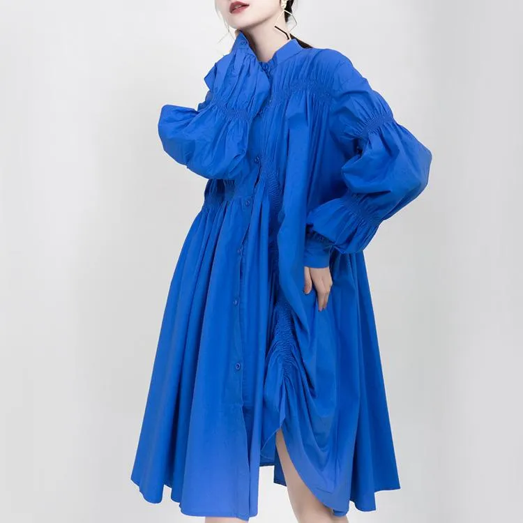Classy Pleated Women Fall Shirt Dresses