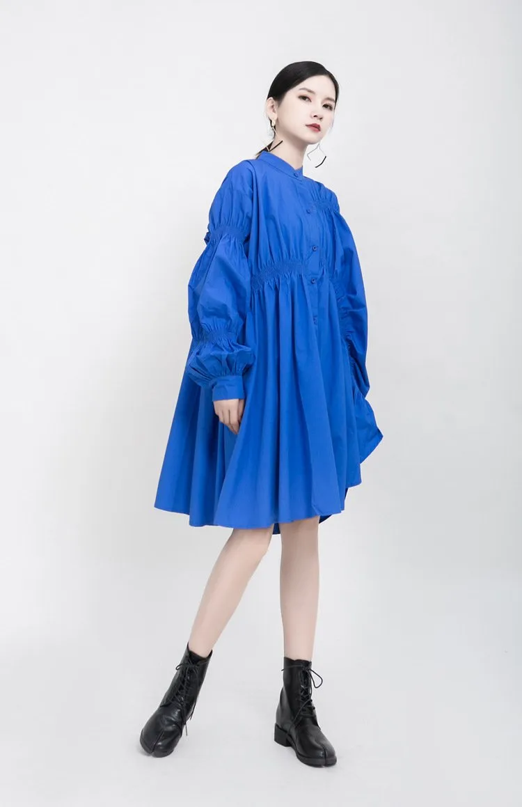 Classy Pleated Women Fall Shirt Dresses