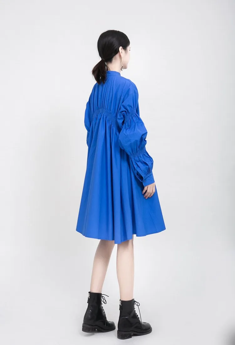 Classy Pleated Women Fall Shirt Dresses