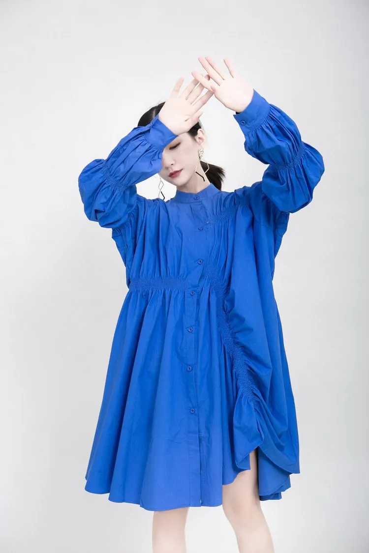 Classy Pleated Women Fall Shirt Dresses
