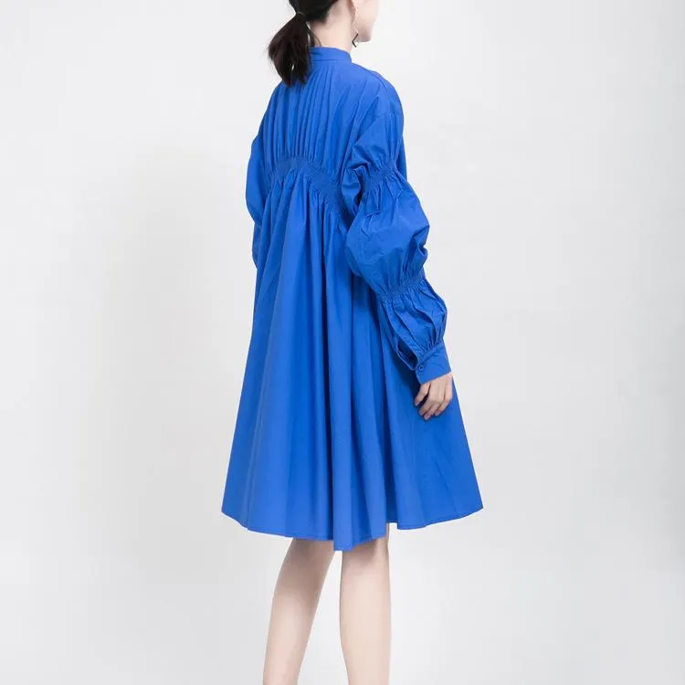 Classy Pleated Women Fall Shirt Dresses