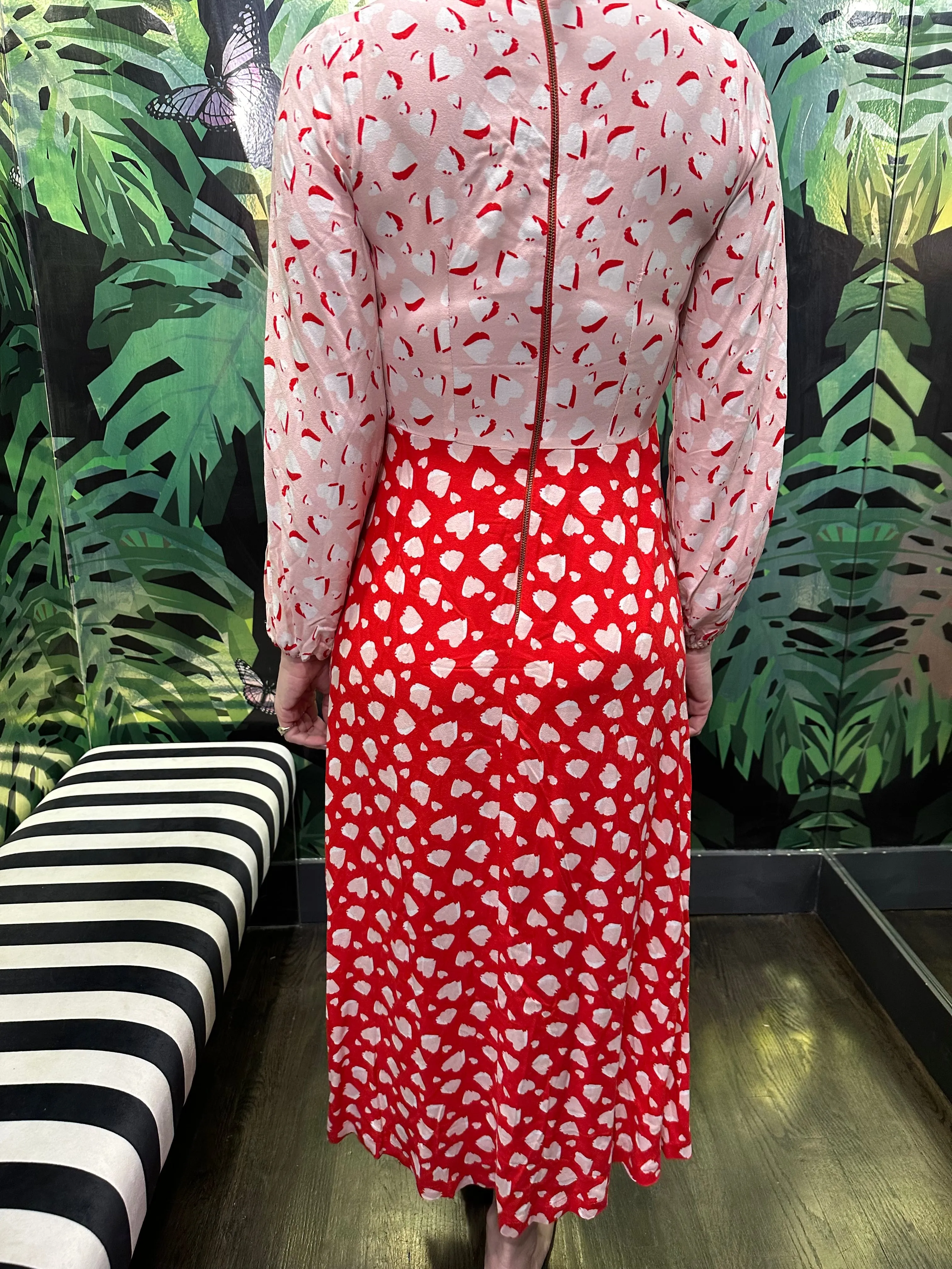 CLOSET LONDON Red and PInk Print Long Sleeve Maxi Dress