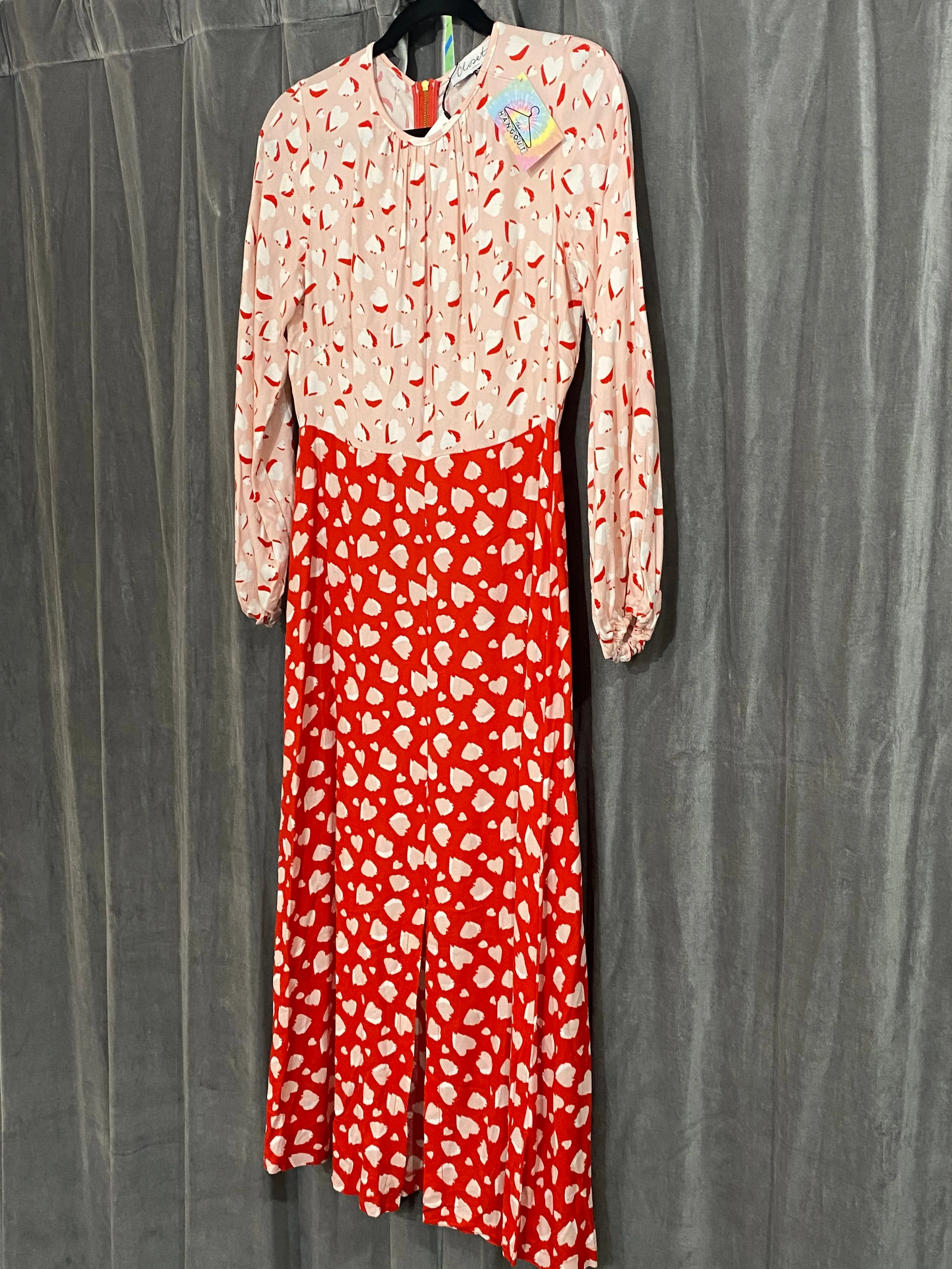 CLOSET LONDON Red and PInk Print Long Sleeve Maxi Dress
