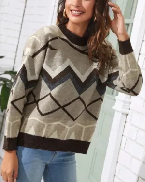 Contrast Color Argyle Pattern Vintage Sweater Knit