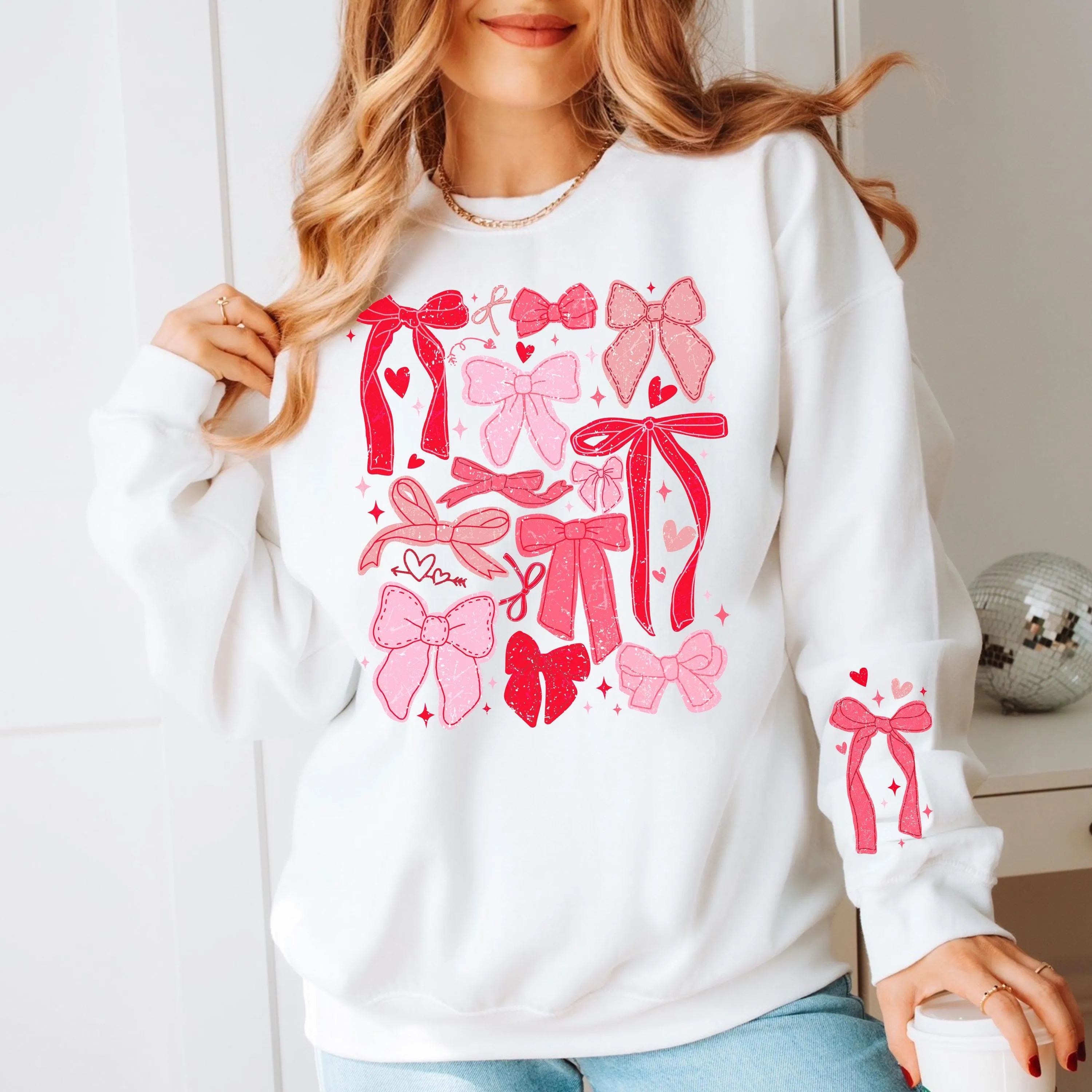Coquette Bow Graphic Valentines Day Sweatshirt