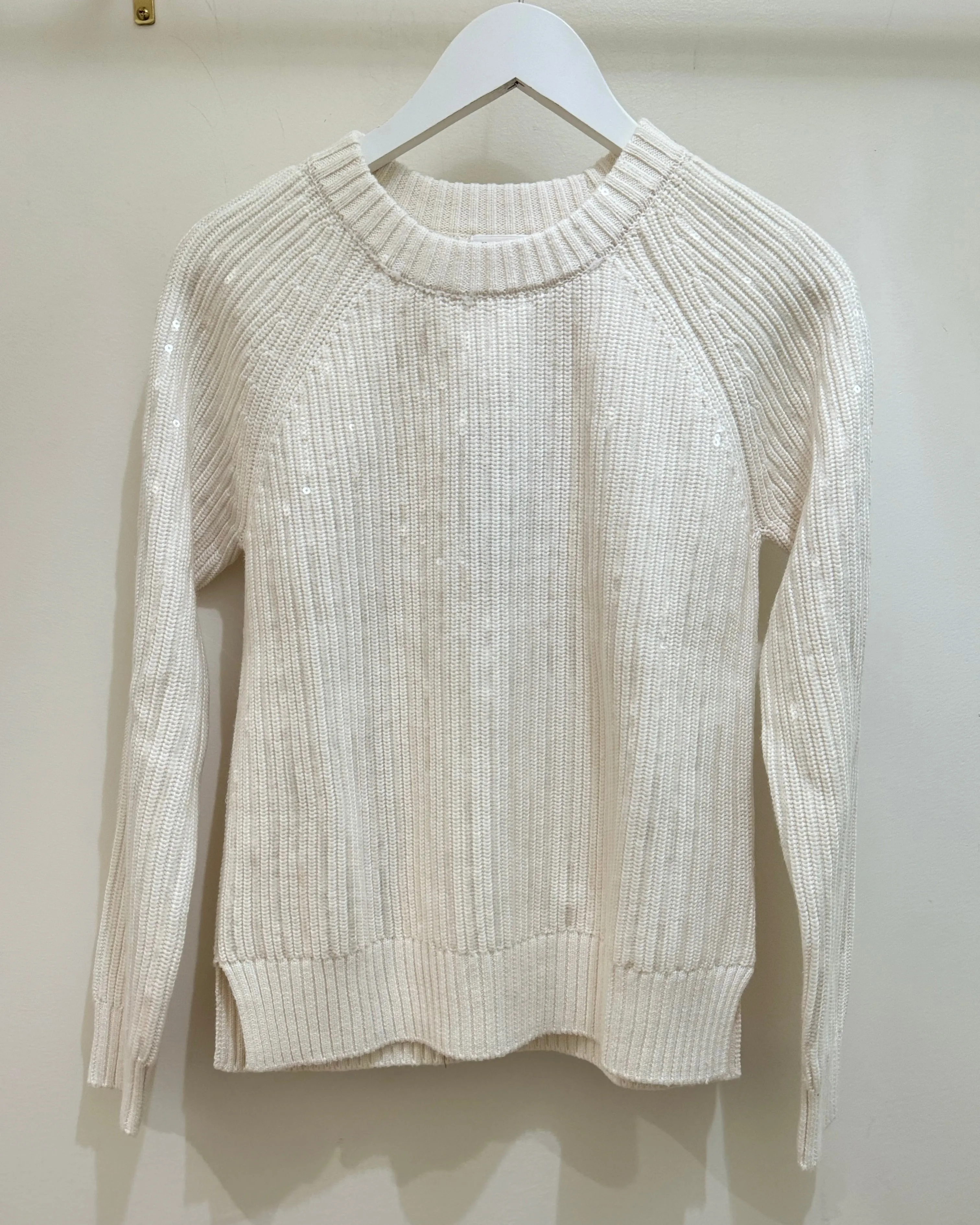Cotton Cashmere Sequin Shaker Crew