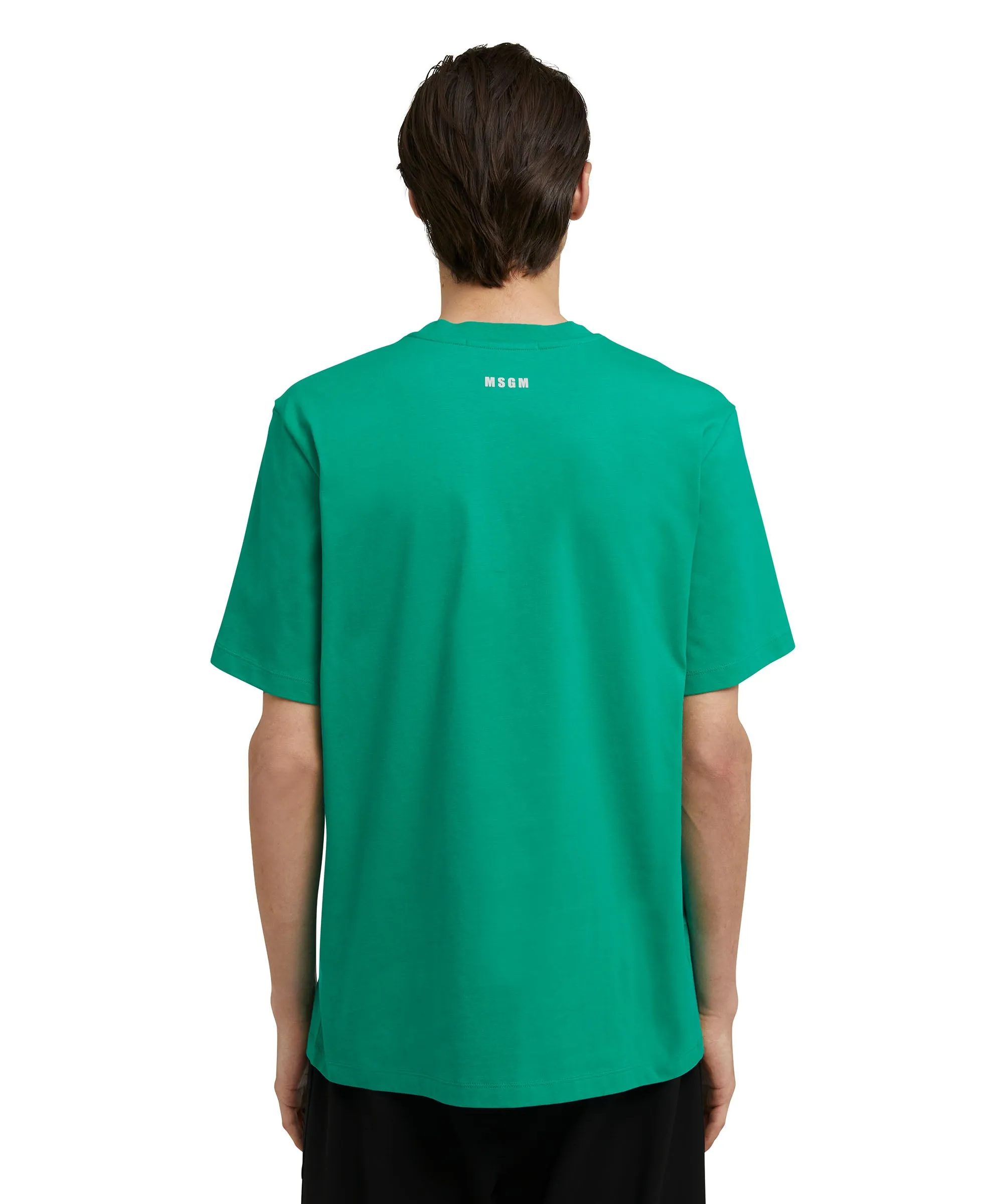 Cotton crewneck t-shirt with MSGM "M" mascot patch