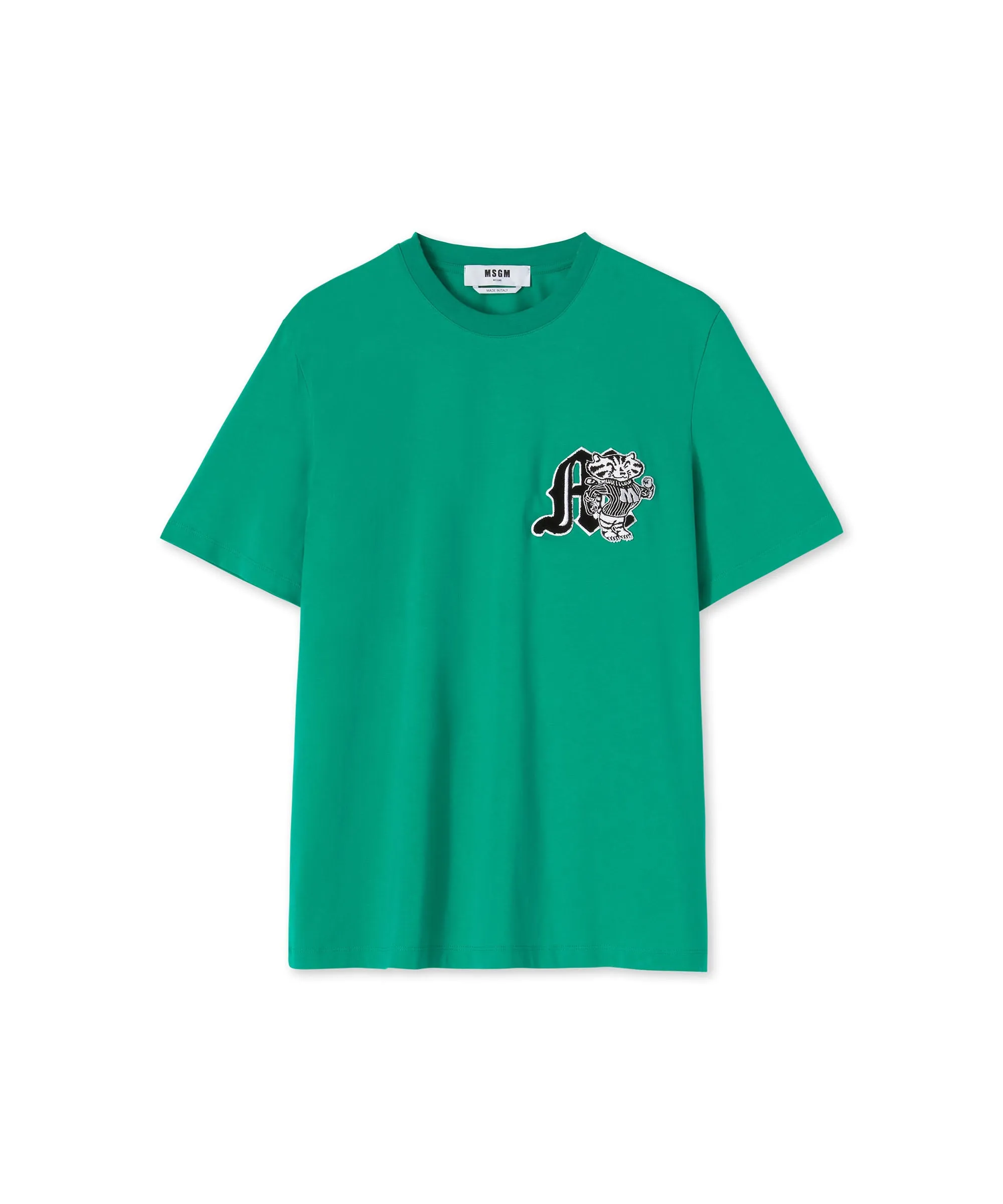 Cotton crewneck t-shirt with MSGM "M" mascot patch
